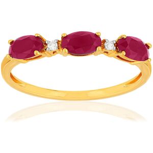 MATY OUTLET -Bague or jaune 375 rubis diamants 48,49,50,51,52,53,54,55,56,57,58,59,60,61,62