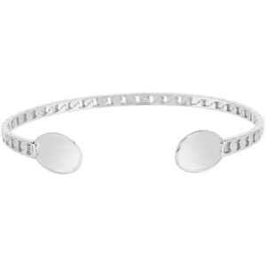 MATY OUTLET -Bracelet rigide argent 925, plaques ovales, motif maille gourmette