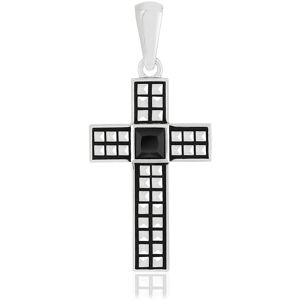 Pendentif argent 925 croix onyx- MATY