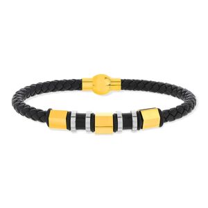 Bracelet cordon tressÃ© synthÃ©tique et acier jaune 20 cm- MATY