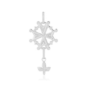 Pendentif croix huguenotte or blanc 750- MATY