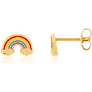 Boucles d'oreilles or jaune 375, laque. Motif arc-en-ciel.- MATY