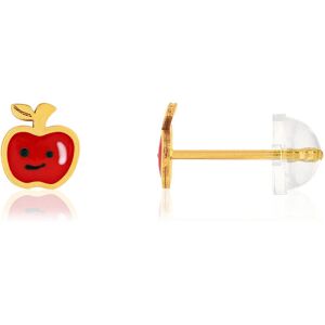 Boucles d'oreilles or jaune 375, laque. Motif pomme.- MATY