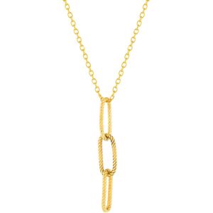 Collier or jaune 375, pendants 3 maillons striÃ©s. Longueur 43 cm.- MATY - Publicité