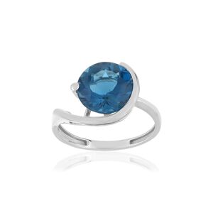 Bague or blanc 750, 1 Topaze London Blue de 5 carats.- MATY 50,51,52,53,54,55,56,57,58,59,60,61,62