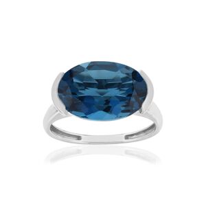 Bague or blanc 750, 1 Topaze London blue de 7,42 carats.- MATY 57,58,53,56,50,54,55,59,62,52,61,60,51