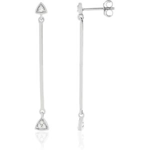 Boucles d'oreilles or pendantes blanc 375, motif triangle, diamants.- MATY - Publicité