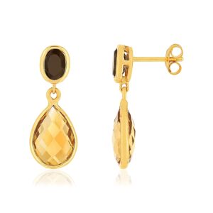 Boucles d'oreilles or jaune 375, citrine, quartz.- MATY - Publicité