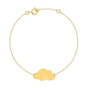 Bracelet or jaune 375, mÃ©daille motif nuage, personnalisable. Longueur 19 cm.- MATY