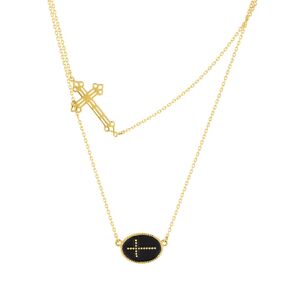 MATY OUTLET -Collier or jaune 375 croix