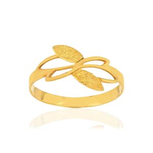 Bague or jaune 750 motif feuille- MATY 50,51,52,53,54,55,56,57,58,59,60