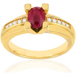 Bague VAN BRILL or jaune 750, rubis, diamants.- MATY 49-50,51-52,53-54,55-56,57-58,59-60,61-62