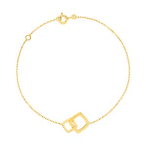 Bracelet or jaune 375 18 cm motif carrÃ©s entrelacÃ©s- MATY