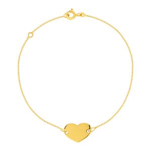 Bracelet or jaune 375 18 cm motif coeur- MATY