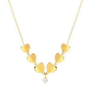 Collier or jaune 750 zirconia 42 cm motif coeur- MATY