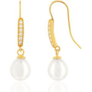 Boucles d'oreilles or jaune 375 perles de culture de chine zirconias- MATY