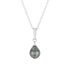 Collier argent 925 perle de culture de tahiti 45 cm- MATY