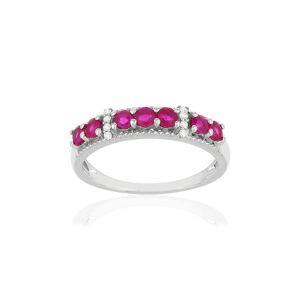 Bague or blanc 750 rubis diamants- MATY 50,53,52,56,58,60,62,51,54,55,57,59,61