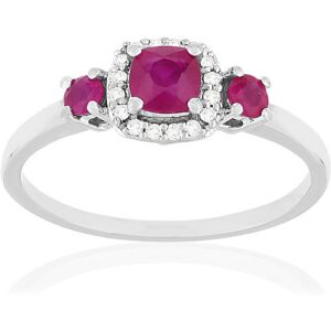 Bague or blanc 750 rubis diamants- MATY 60,61,62,52,53,54,57,50,51,55,56,58,59