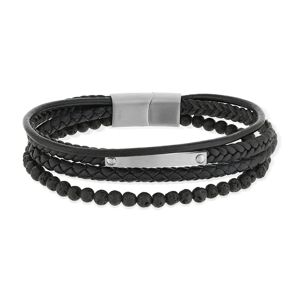 Bracelet cordon synthÃ©tique noir et acier- MATY