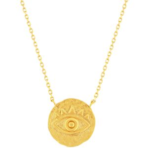 Collier plaquÃ© or 45 cm mÃ©daille brossÃ© motif oeil- MATY