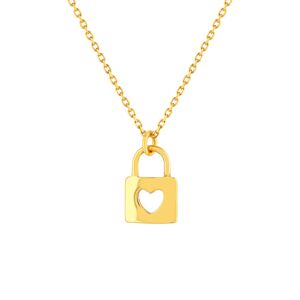 Collier or 375 jaune 45 cm motif cadenas avec une forme coeur- MATY