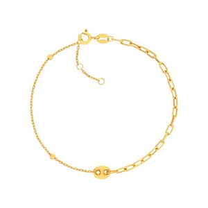 Bracelet or 375 jaune, motif grain de cafÃ© 18cm- MATY