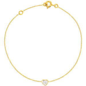 Bracelet or 375 jaune zirconia, motif coeur 18 cm.- MATY