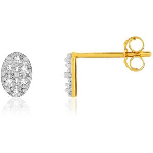 Boucles d'oreilles or 375 2 tons diamants- MATY