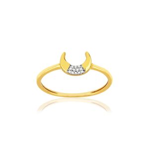 Bague or 375 jaune diamants, motif lune- MATY 49-50,51-52,53-54,55-56,57-58