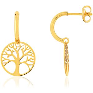 Boucles d'oreilles or 375 jaune, motif arbre de vie.- MATY