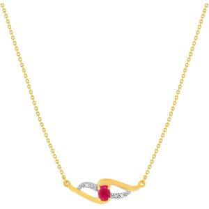 Collier or 375 jaune rubis diamants 45 cm- MATY