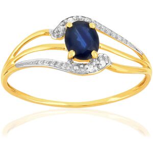 Bague or 375 jaune saphir diamants- MATY 49-50,51-52,53-54,55-56,57-58