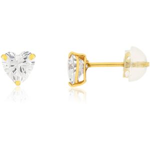 Boucles d'oreilles or 375 jaune zirconias blancs coeur- MATY