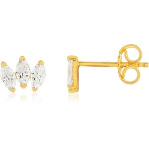 Boucles d'oreilles or 375 jaune zirconia blanc- MATY