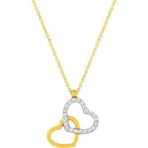 Collier or 375 2 tons zirconias blancs 45 cm- MATY