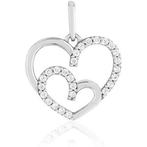 Pendentif or 375 blanc zirconias blancs coeur- MATY