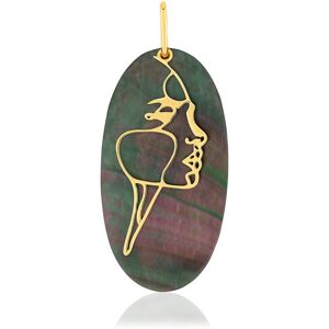 Pendentif or jaune 375 nacre motif visage- MATY