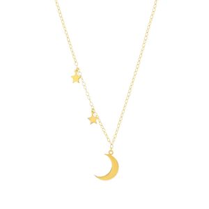 Collier or jaune 750 45 cm motif 2 Ã©toiles et 1 lune- MATY