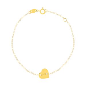 Bracelet or jaune 750 18 cm motif coeur- MATY