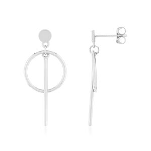 Boucles d'oreilles argent 925 motif barrette et anneau- MATY