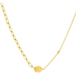 Collier or jaune 375 asymÃ©trique motif grain de cafÃ© 45 cm- MATY