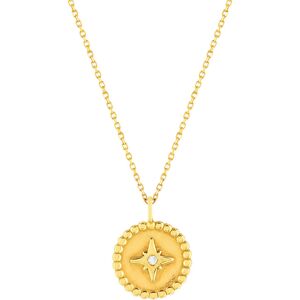 Collier or jaune 375 mÃ©daillon motif Ã©toile zirconia 45 cm- MATY