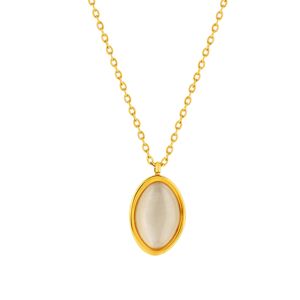 Collier acier jaune pierre imitation beige 45 cm- MATY