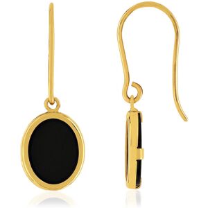 Boucles d'oreilles pendants or 750 jaune onyx ovale.- MATY - Publicité