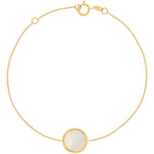 Bracelet or 750 jaune nacre blanche ronde 18.5 cm- MATY