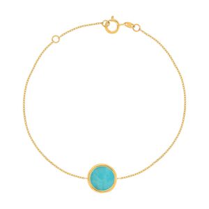 Bracelet or 750 jaune amazonite ronde 18.5 cm- MATY