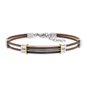 Bracelet acier bicolore marron cÃ¢ble 23 cm- MATY