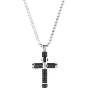 Collier acier bicolore noir croix 55 cm- MATY