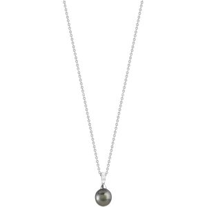 Collier argent 925 perle de culture de Tahiti et zirconias 45 cm- MATY